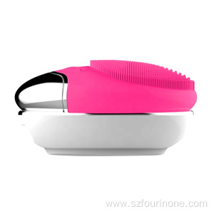 Cosmetic silicone rechargeable facial brush cleansing